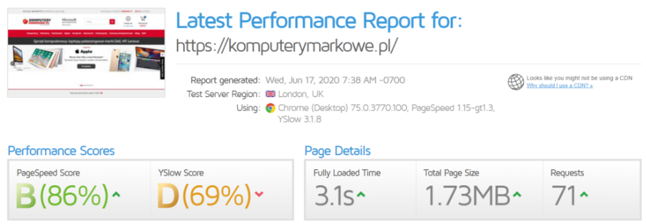 performance report after optimization