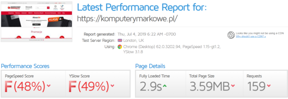 performance report before optimization 